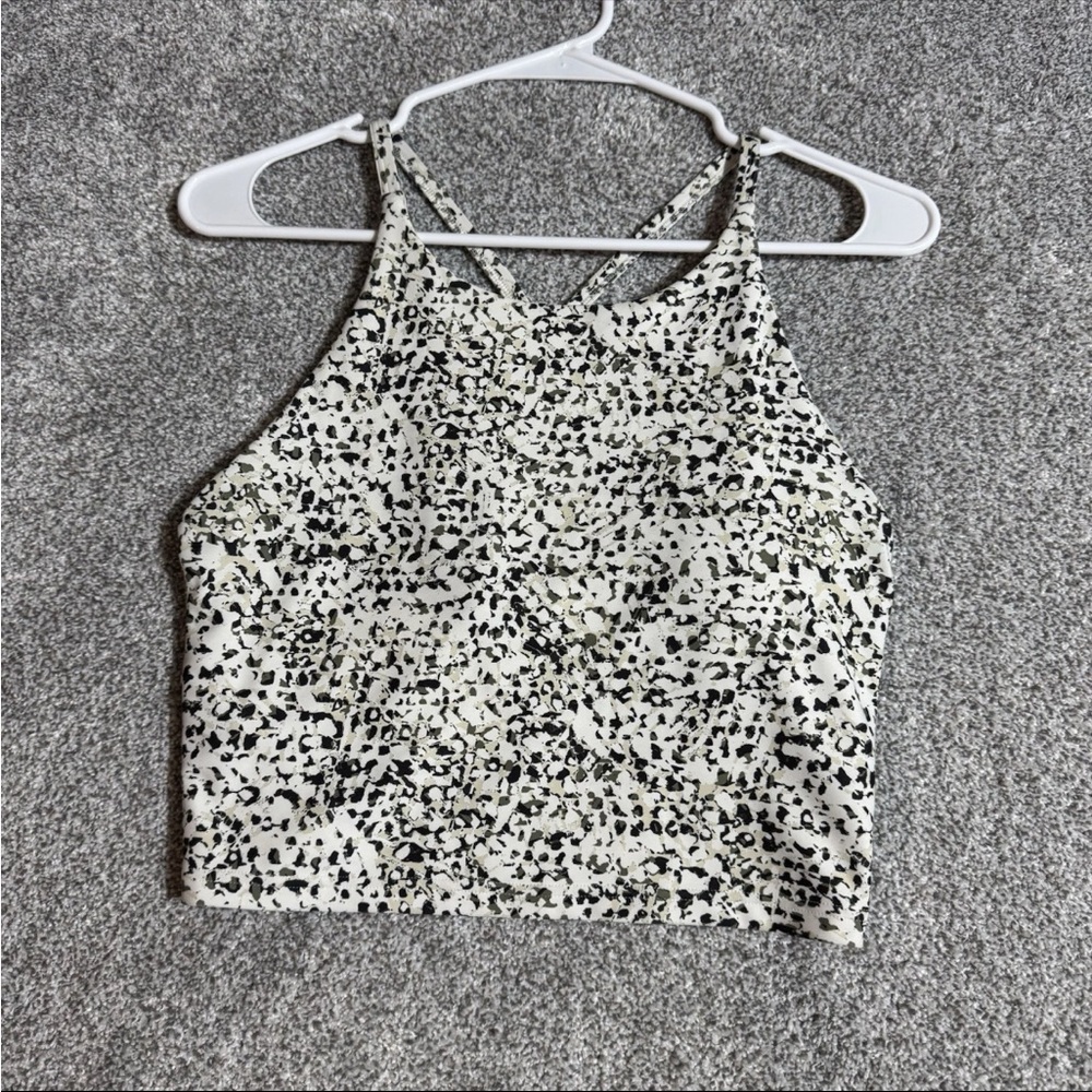 Old Navy Black and White Patterned Crop Top